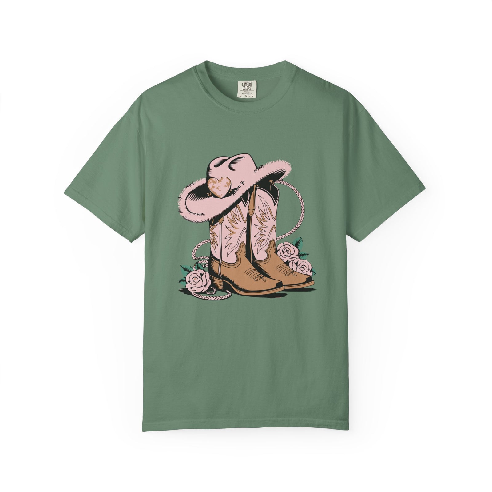 Cowgirl Valentine Boots & Hat Graphic T-Shirt Short Sleeve Tee - Sydney So Sweet