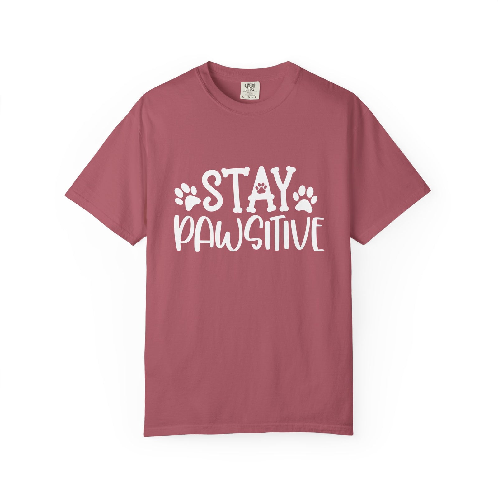 Stay Paw-sitive Paw Print T-Shirt Cute Dog Mom Graphic Tee