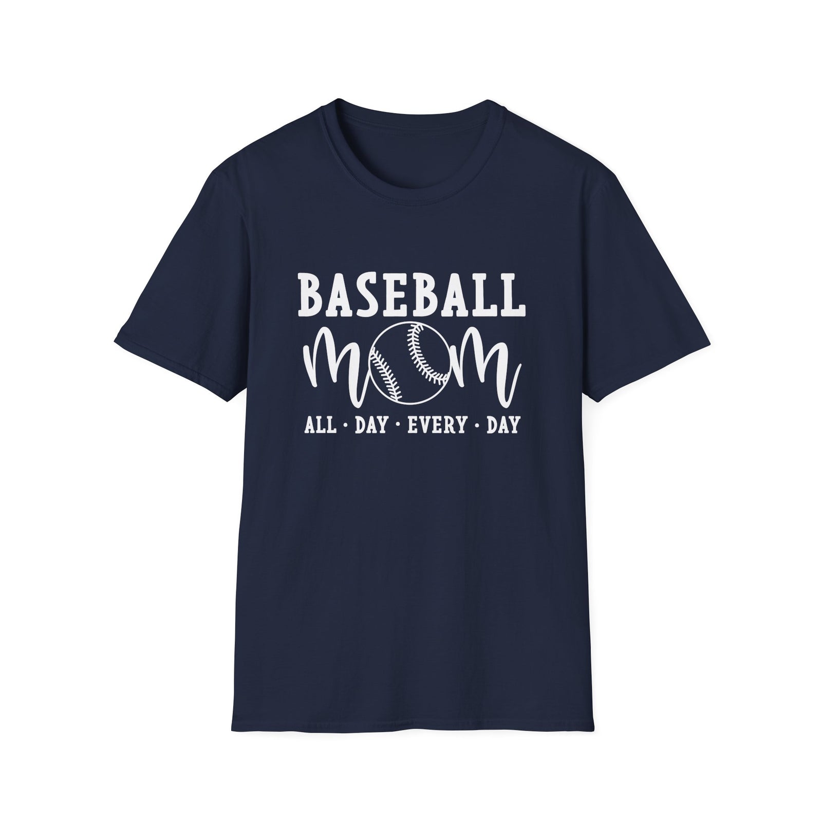 Baseball Mom All Day Graphic T-Shirt Cute Sports Mom Tee (12 Team Colors)