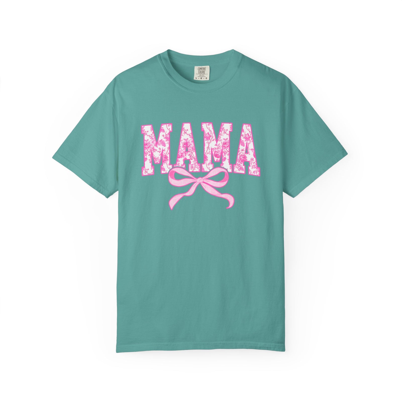 Mama Coquette Pink Toile Bow T-Shirt Cute Mom Graphic Tee