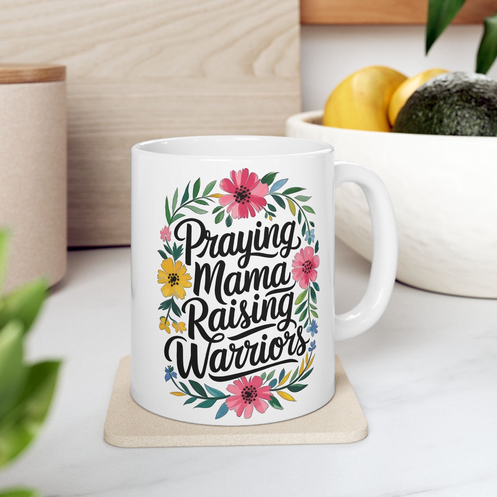 Praying Mama Raising Warriors Cute Ceramic Mug Coffee Cup (11oz & 15oz)