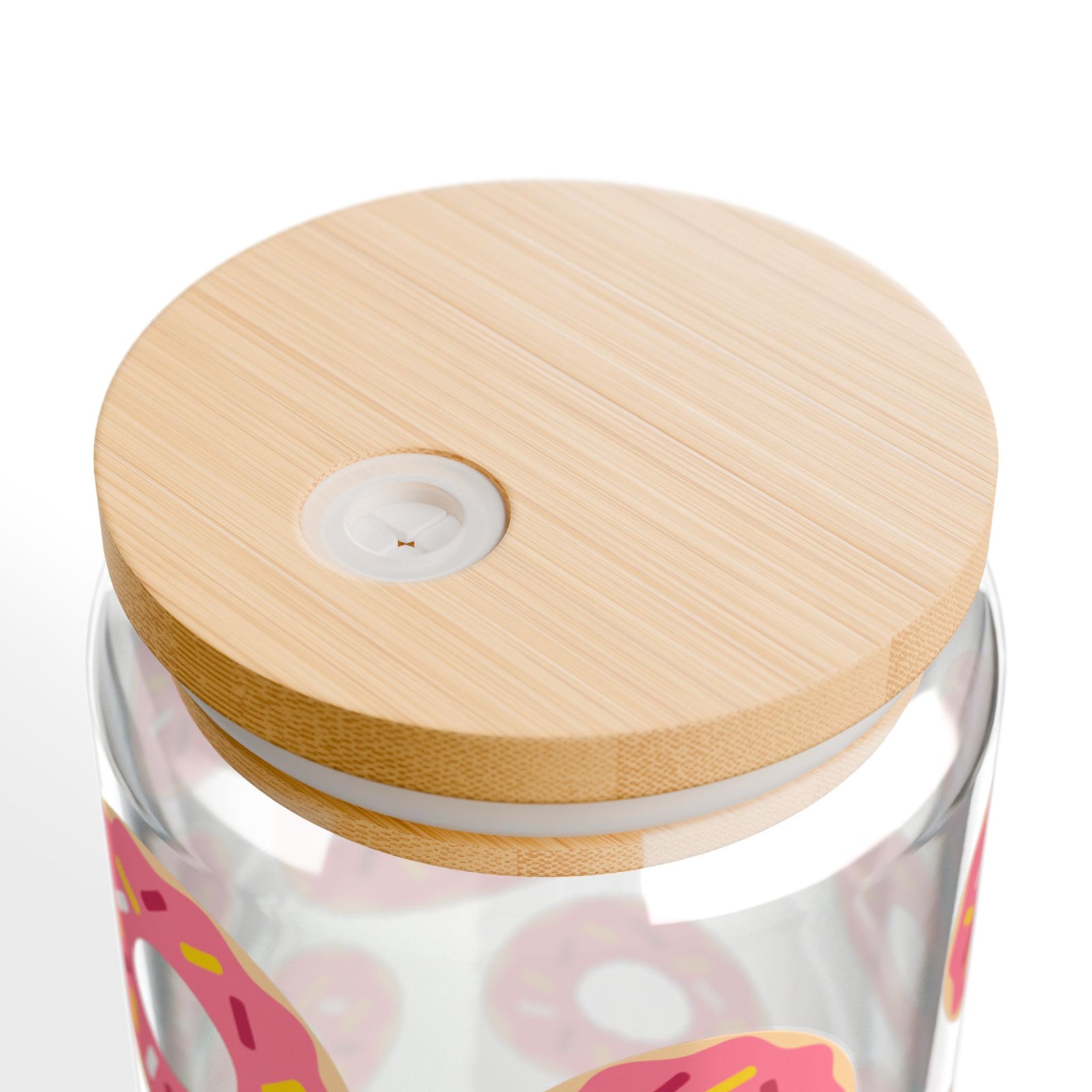 Donuts Tumbler Sipper Glass 16oz — Reusable Drink Jar with Lid & Straw