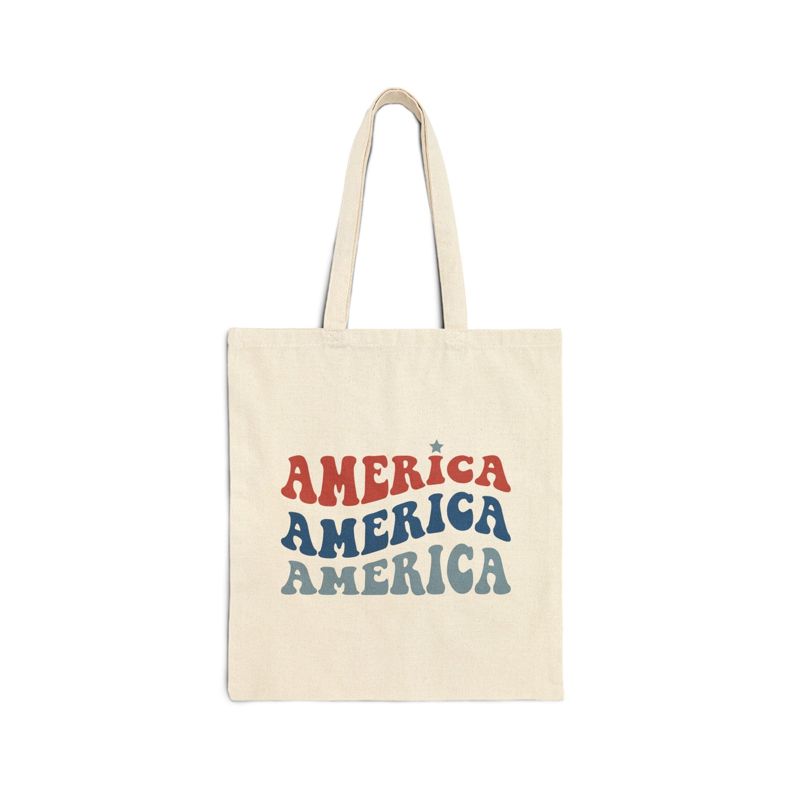 America Retro Stack Patriotic Cotton Canvas Tote Bag