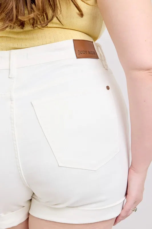 Judy Blue Full Size High Waist Double Roll Cuff Denim Shorts Plus Size - Sydney So Sweet