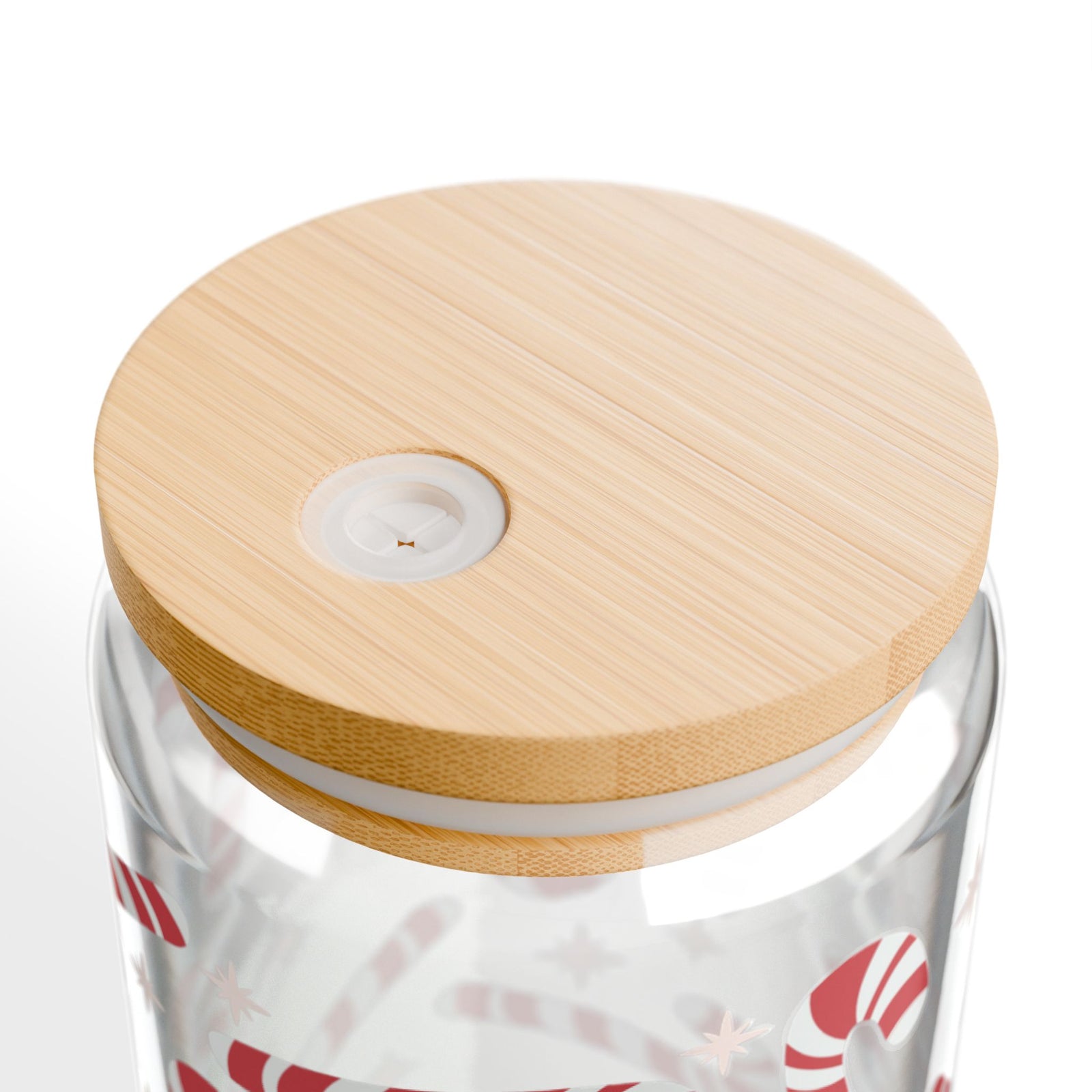Candy Cane Cute 16 oz reusable glass drink jar with lid and straw