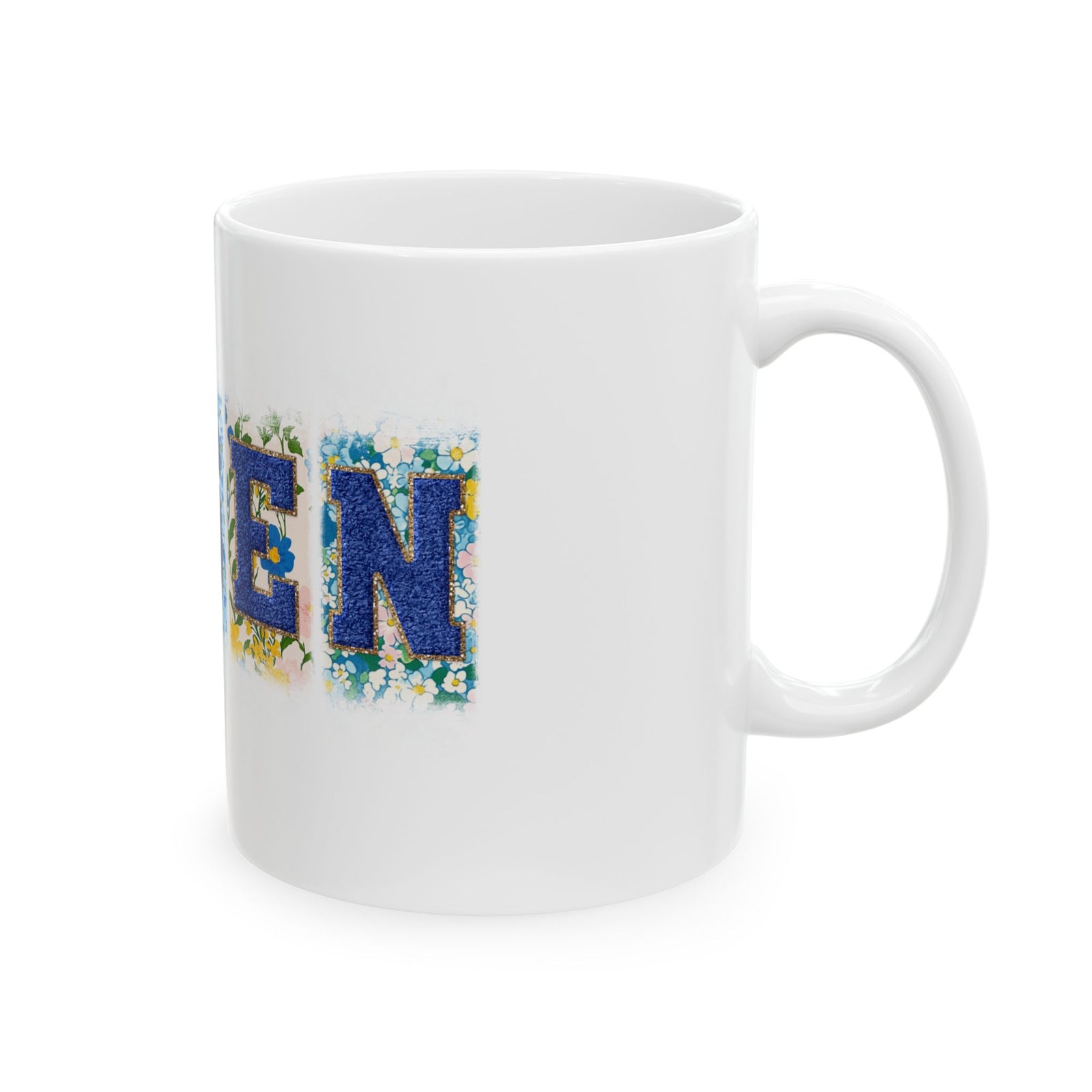 Risen Floral Faux Patch Christian Easter Ceramic Mug Coffee Cup (11oz & 15oz)