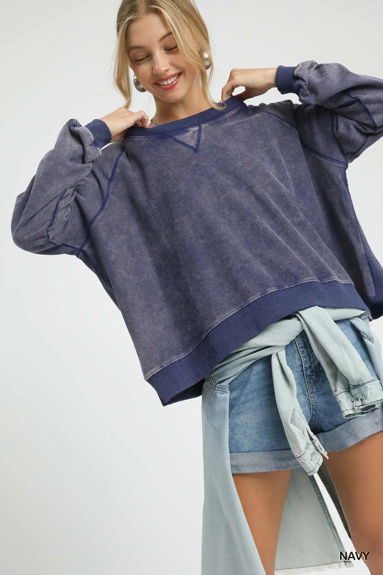 Umgee Mineral Wash French Terry Sweatshirt - Sydney So Sweet