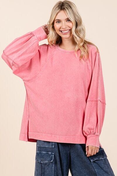 Mittoshop Mineral Wash Raglan Long Sleeve Oversized Top - Sydney So Sweet