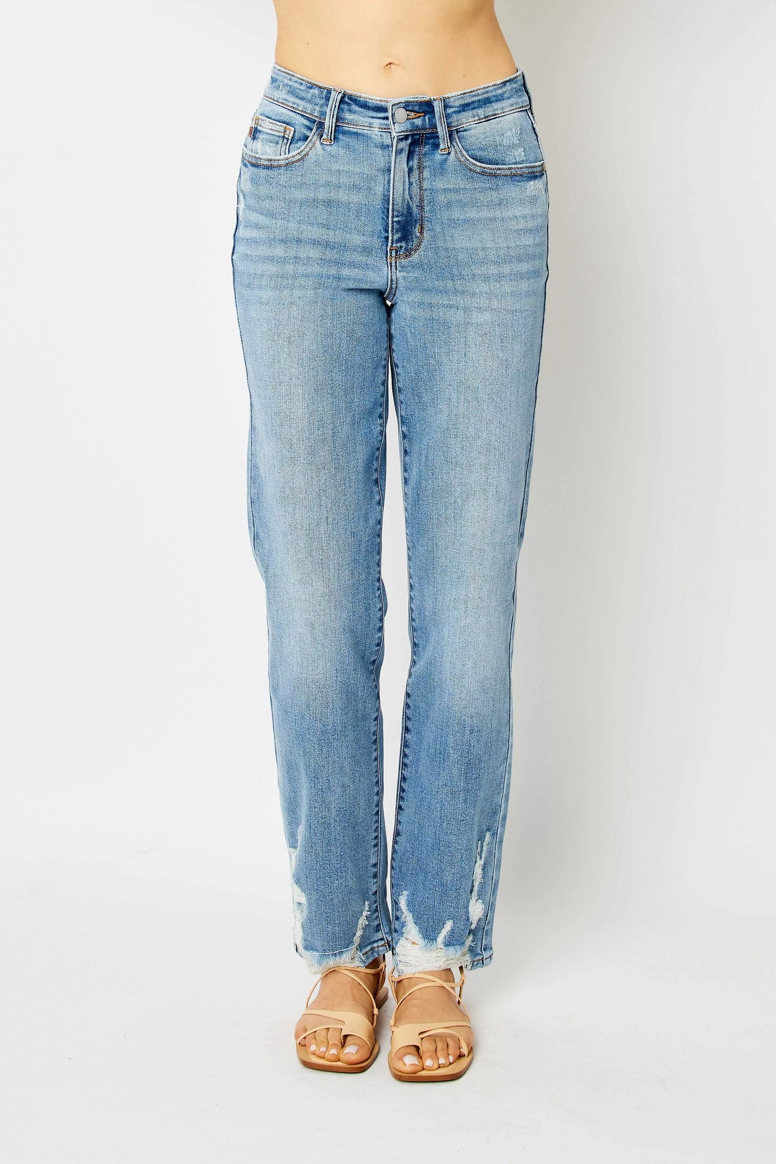 Judy Blue Full Size High Waist Straight Jeans with Heavy Destroy Plus Size - Sydney So Sweet