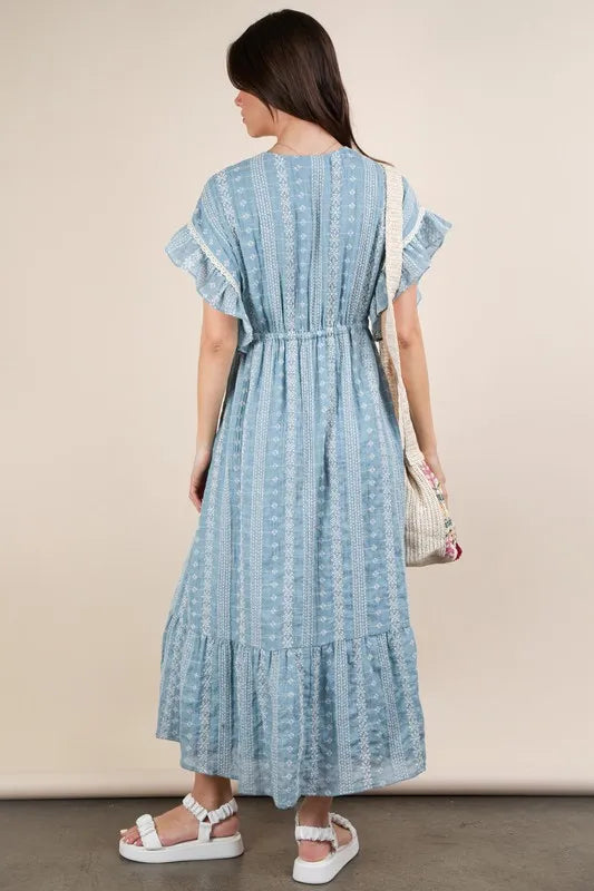 VERY J Embroidered Boho Ruffled Midi Dress - Sydney So Sweet
