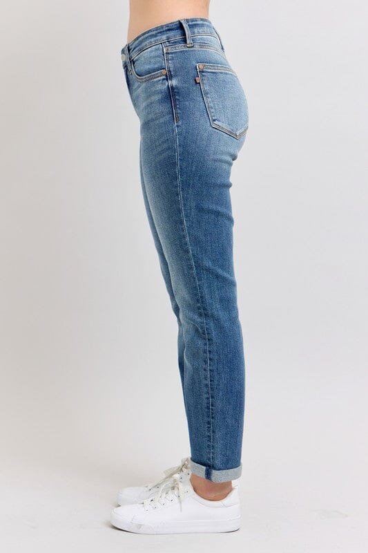 Judy Blue Full Size Mid Rise Skinny Cuff Jeans with Pockets Plus Size - Sydney So Sweet
