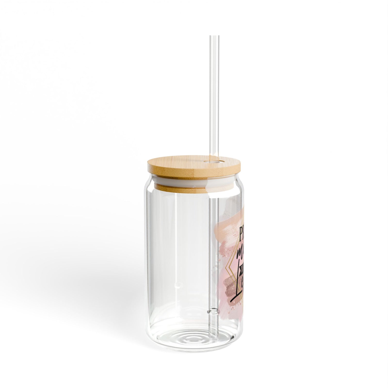 Pray More Worry Less Christian Tumbler Sipper Glass 16oz — Reusable Drink Jar with Lid & Straw - Sydney So Sweet