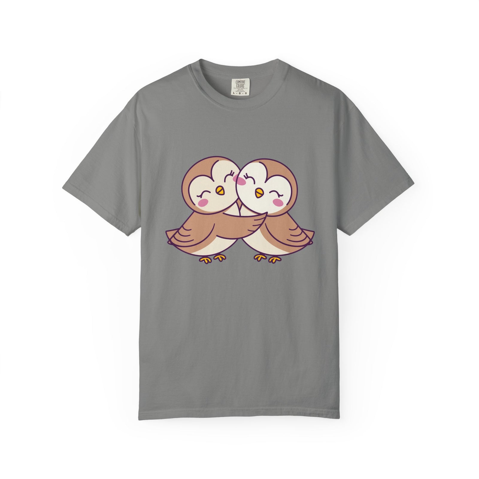 Cute Kissing Owls Graphic T-Shirt Unisex Short Sleeve Tee - Sydney So Sweet