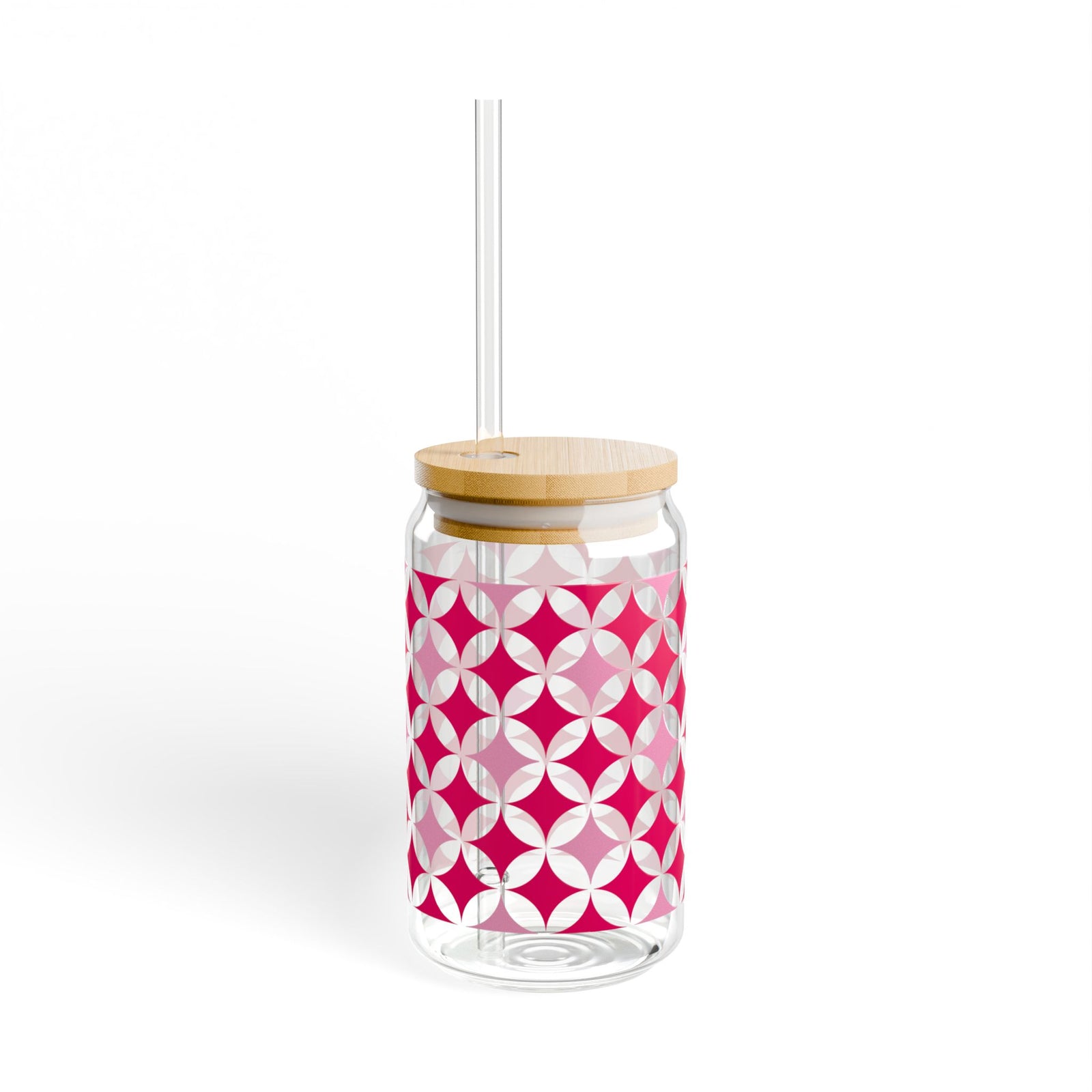 Twinkling Tidings Christmas 16 oz reusable glass drink jar with lid and straw