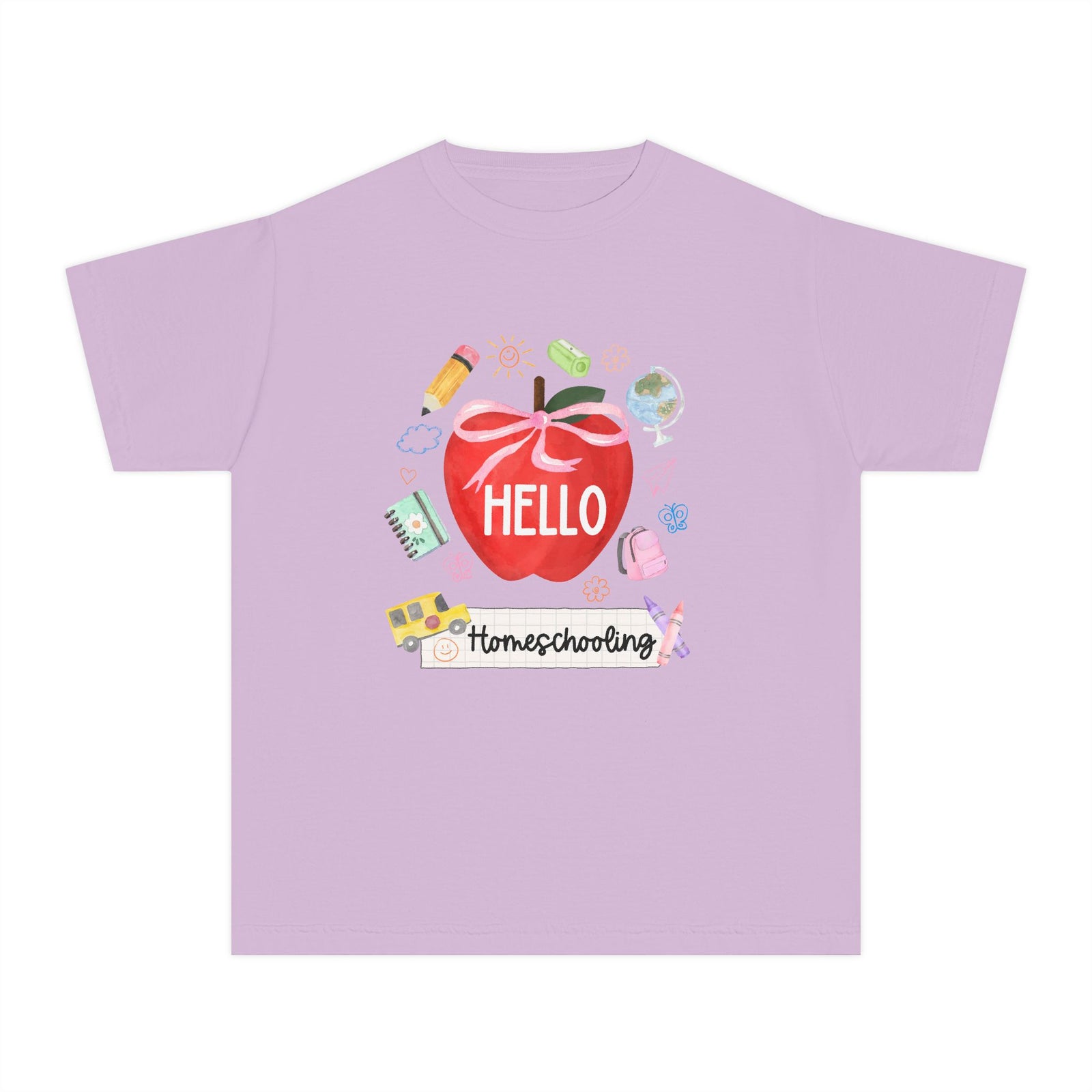 Hello Homeschooling Preppy Coquette Apple Graphic Tee Back to School Homeschool Grade T-Shirt