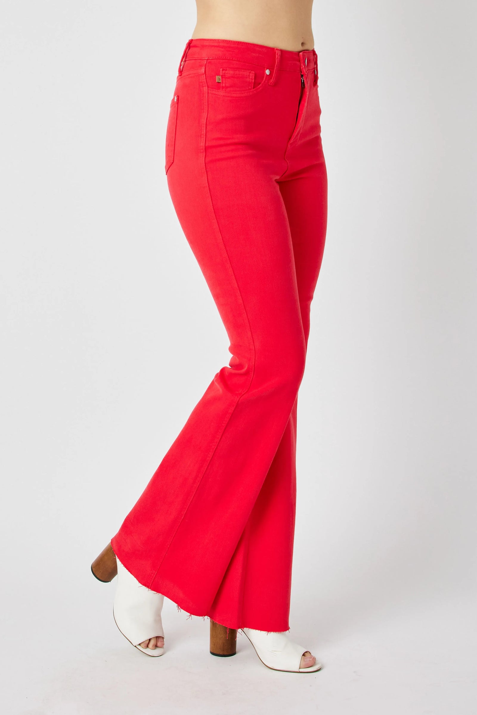 Judy Blue Full Size Hw Tummy Control Garment Dyed Flare Jeans Plus Size - Sydney So Sweet