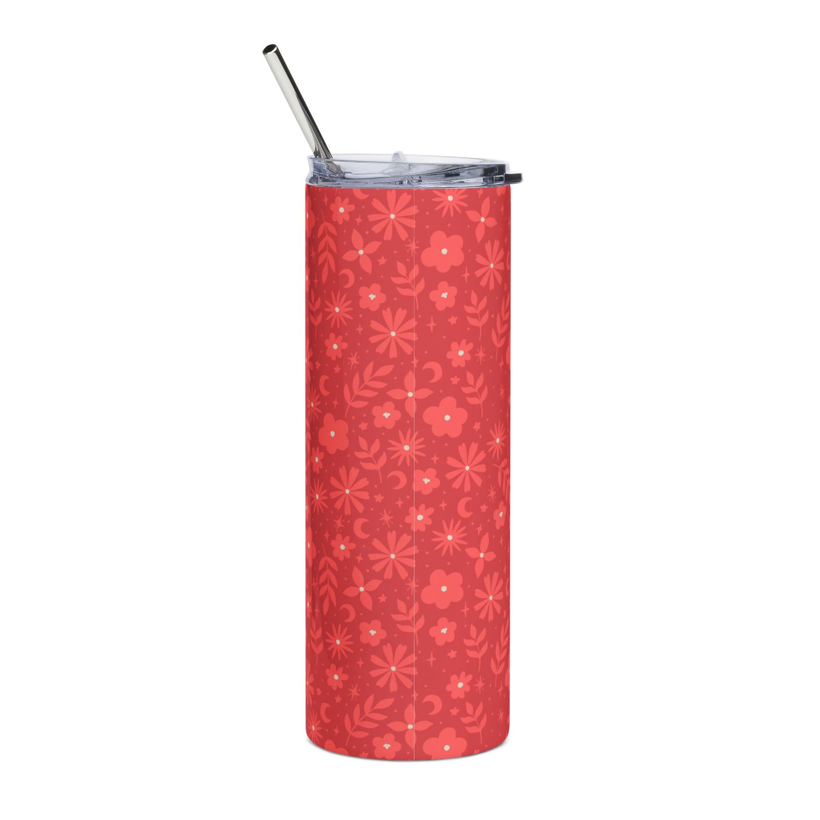 Celestial Red Floral 20oz Floral Stainless Steel Tumbler Insulated Travel Cup