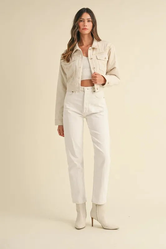 MABLE Embroidered Quilted Cropped Jacket - Sydney So Sweet