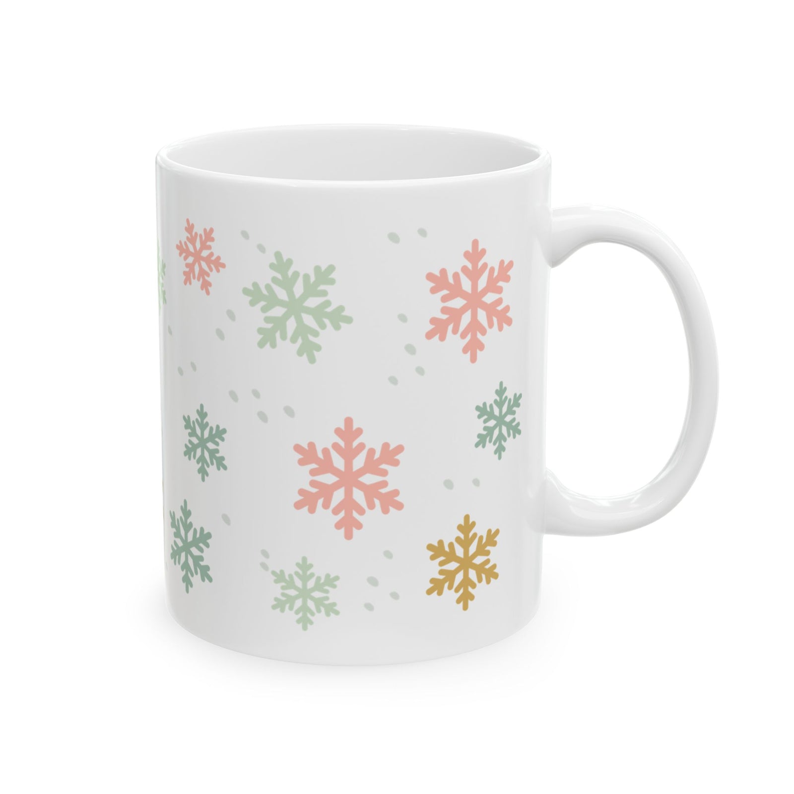 Pastel Snowflake Winter Christmas Ceramic Mug Coffee Cup (11oz & 15oz)