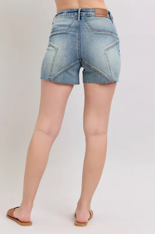 Judy Blue High Waist Star Seam Detail Denim Shorts - Sydney So Sweet