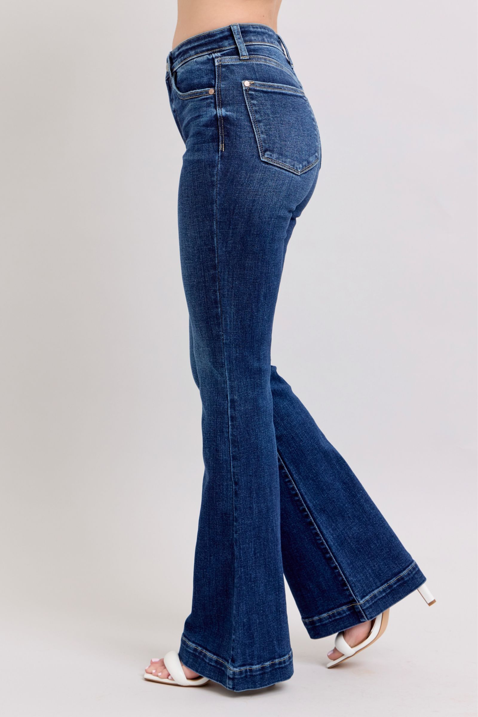 Judy Blue Full Size High Rise Flare Jeans with Pockets Plus Size - Sydney So Sweet