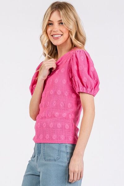 Mittoshop Flower Pattern Round Neck Short Sleeve Top - Sydney So Sweet