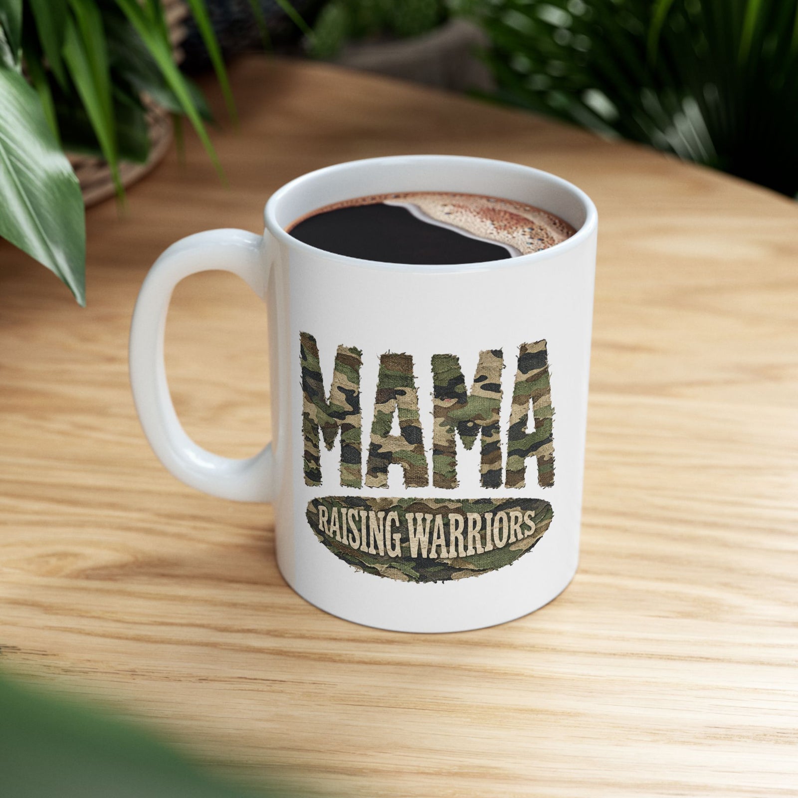 Camo Mama Raising Warriors Cute Ceramic Mug Coffee Cup (11oz & 15oz)