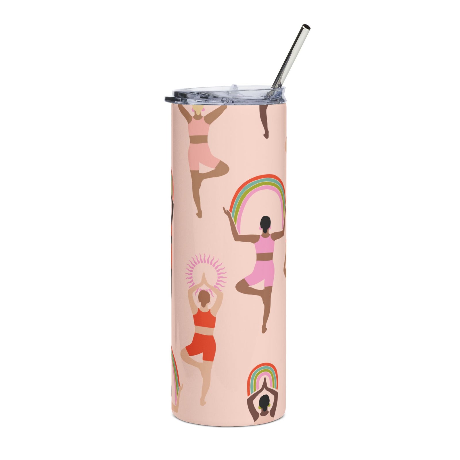 Yoga Pose Rainbow 20oz Stainless Tumbler Insulated Travel Cup - Sydney So Sweet