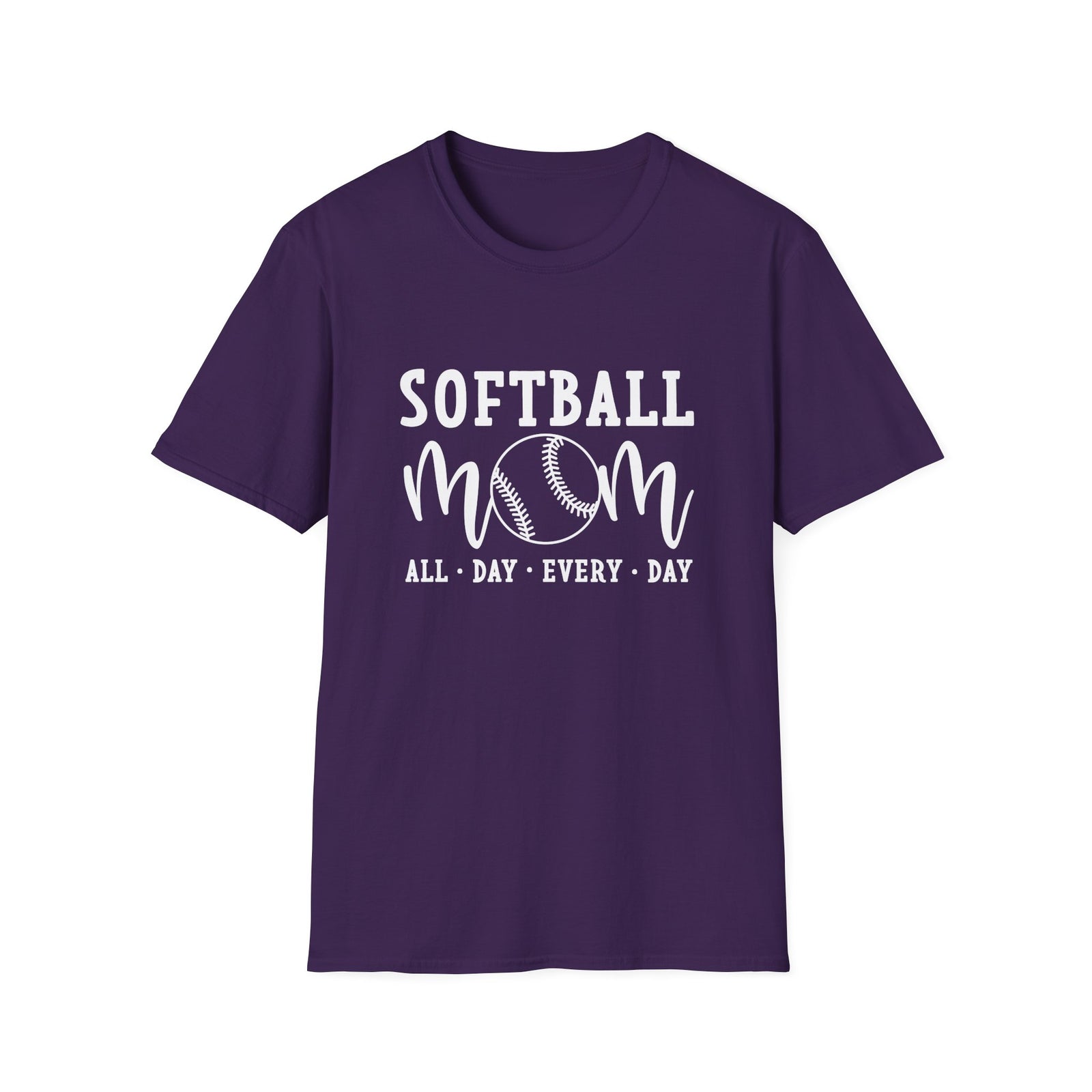 Softball Mom All Day Graphic T-Shirt Cute Sports Mom Tee (12 Team Colors)