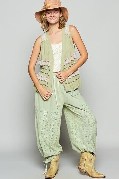 POL Ruffled Open Front Sleeveless Cardigan - Sydney So Sweet