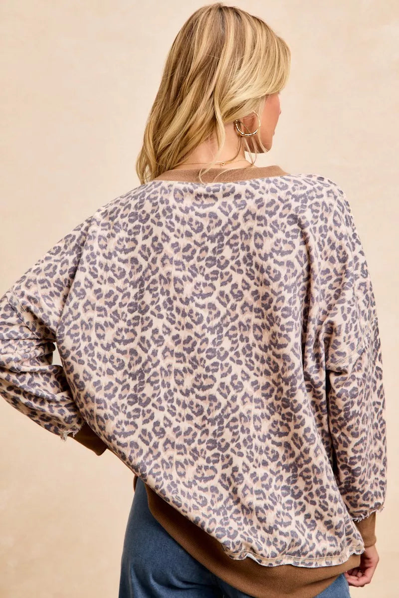 BiBi Leopard Printed French Terry Sweatshirt - Sydney So Sweet