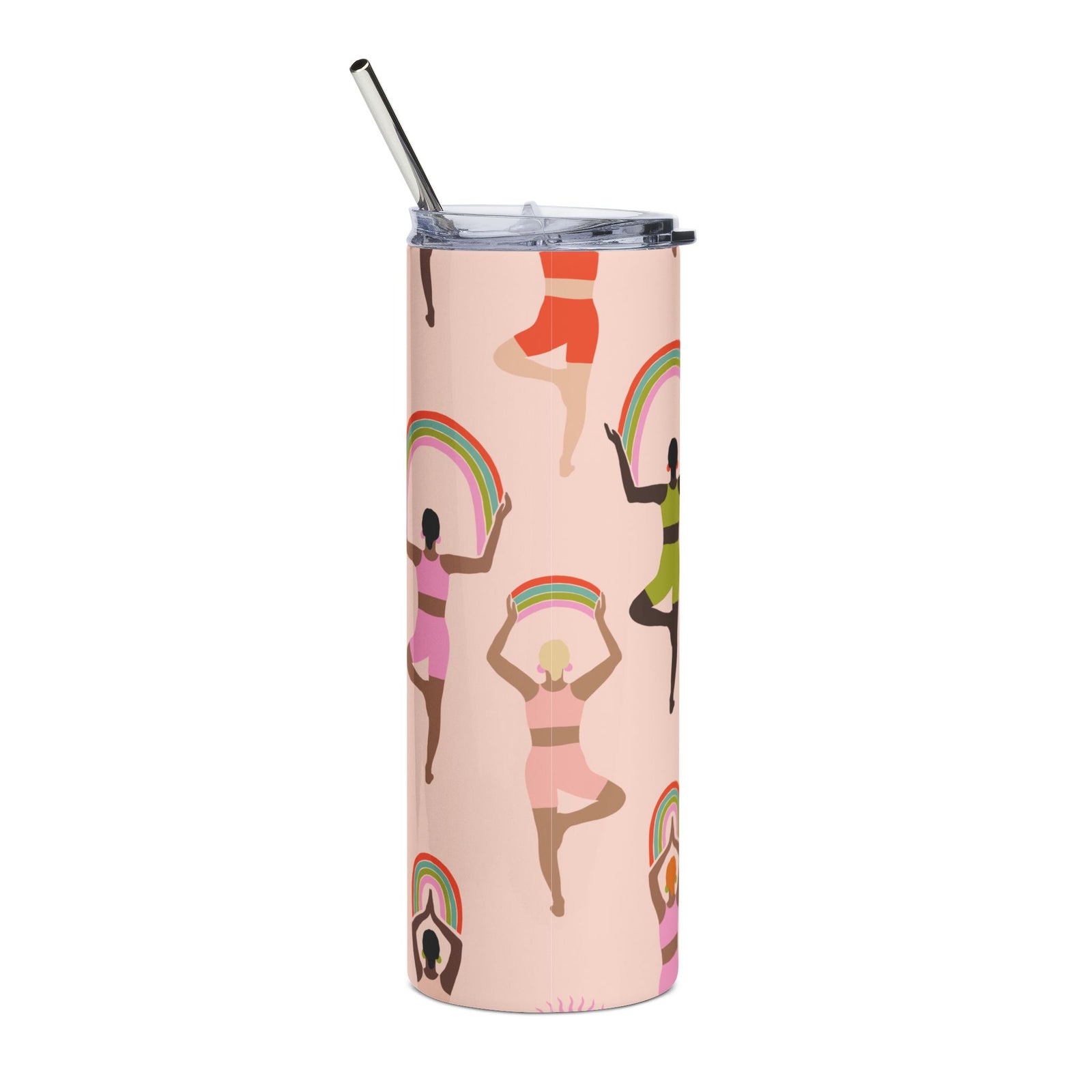 Yoga Pose Rainbow 20oz Stainless Tumbler Insulated Travel Cup - Sydney So Sweet