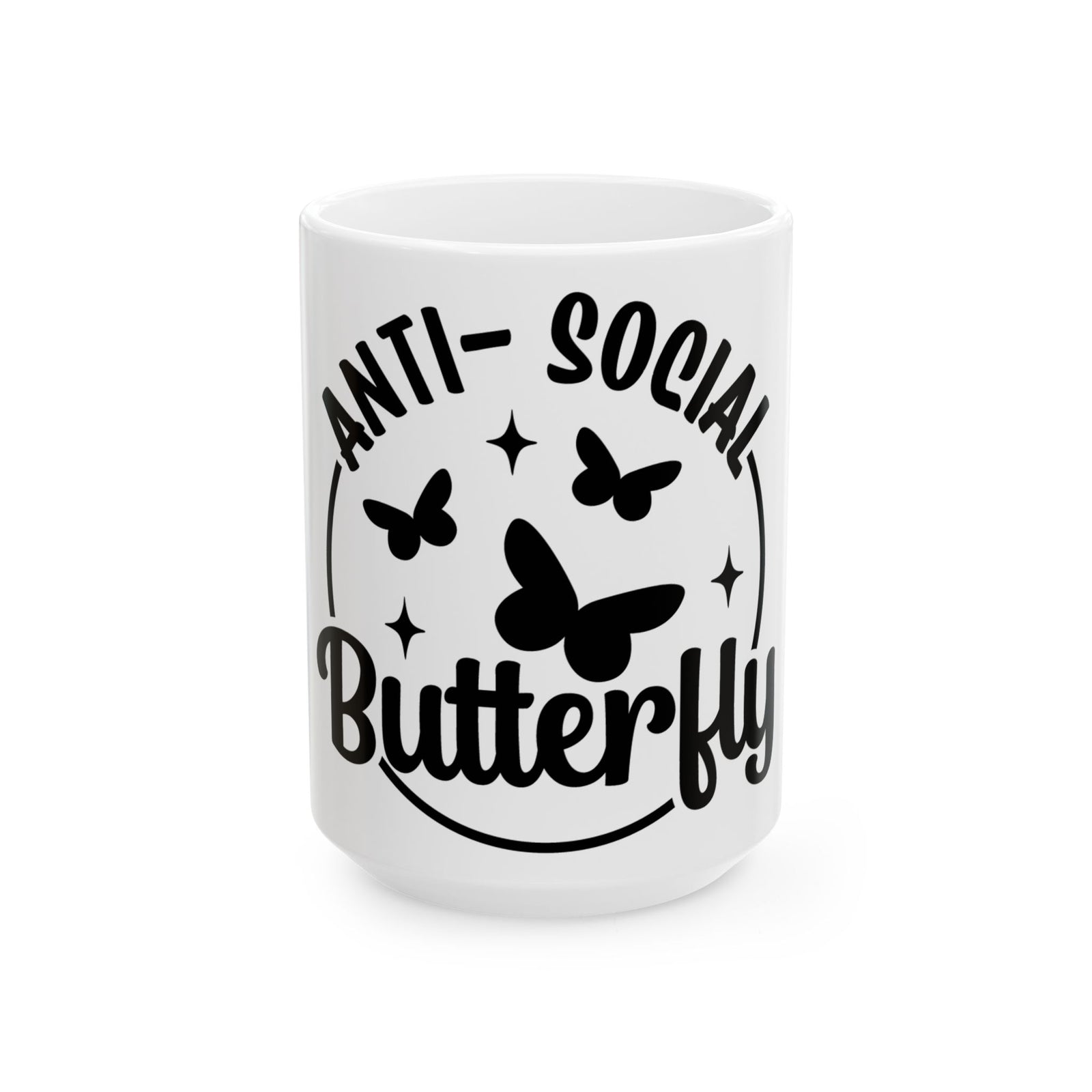 Anti-Social Butterfly Cute Ceramic Mug Coffee Cup (11oz & 15oz)