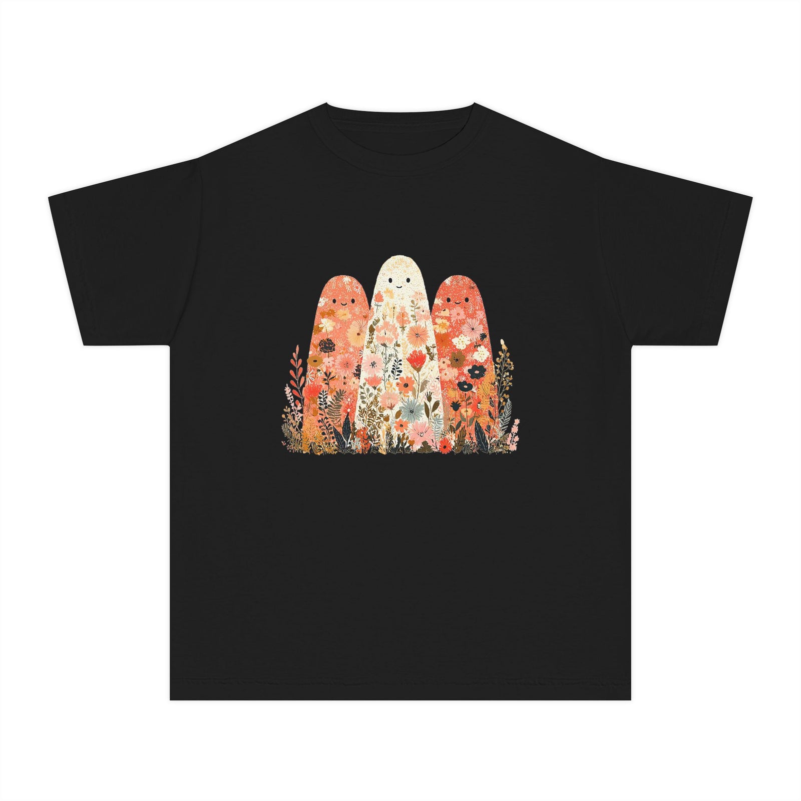Floral Ghosts T-Shirt Cute Autumn Floral Ghosts Kids Graphic Tee
