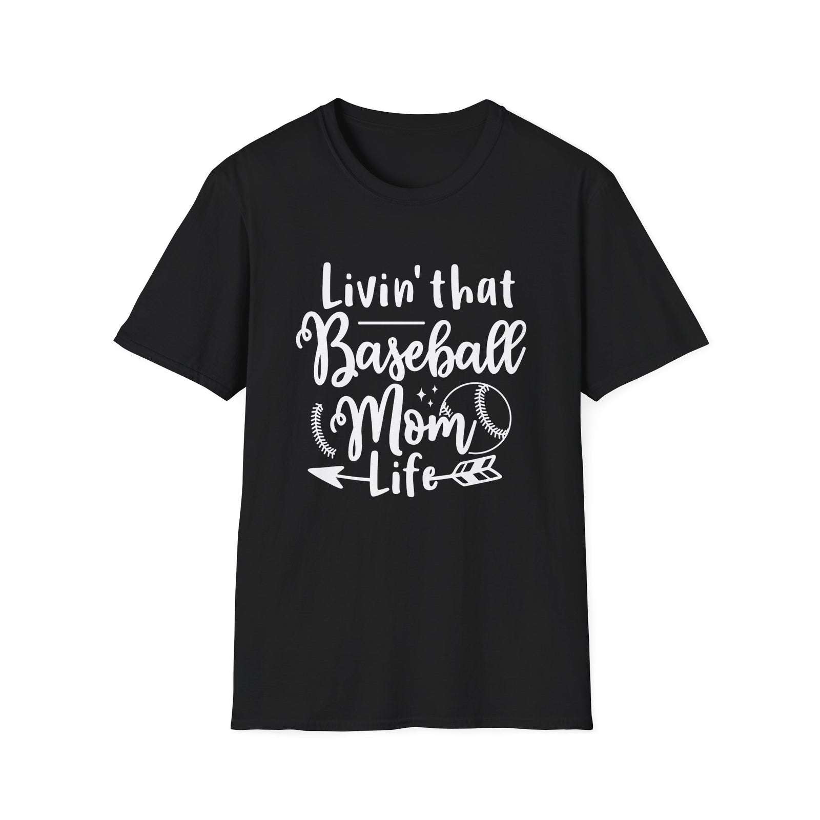 Livin' That Baseball Mom Life Graphic T-Shirt Cute Sports Mom Tee (12 Team Colors)