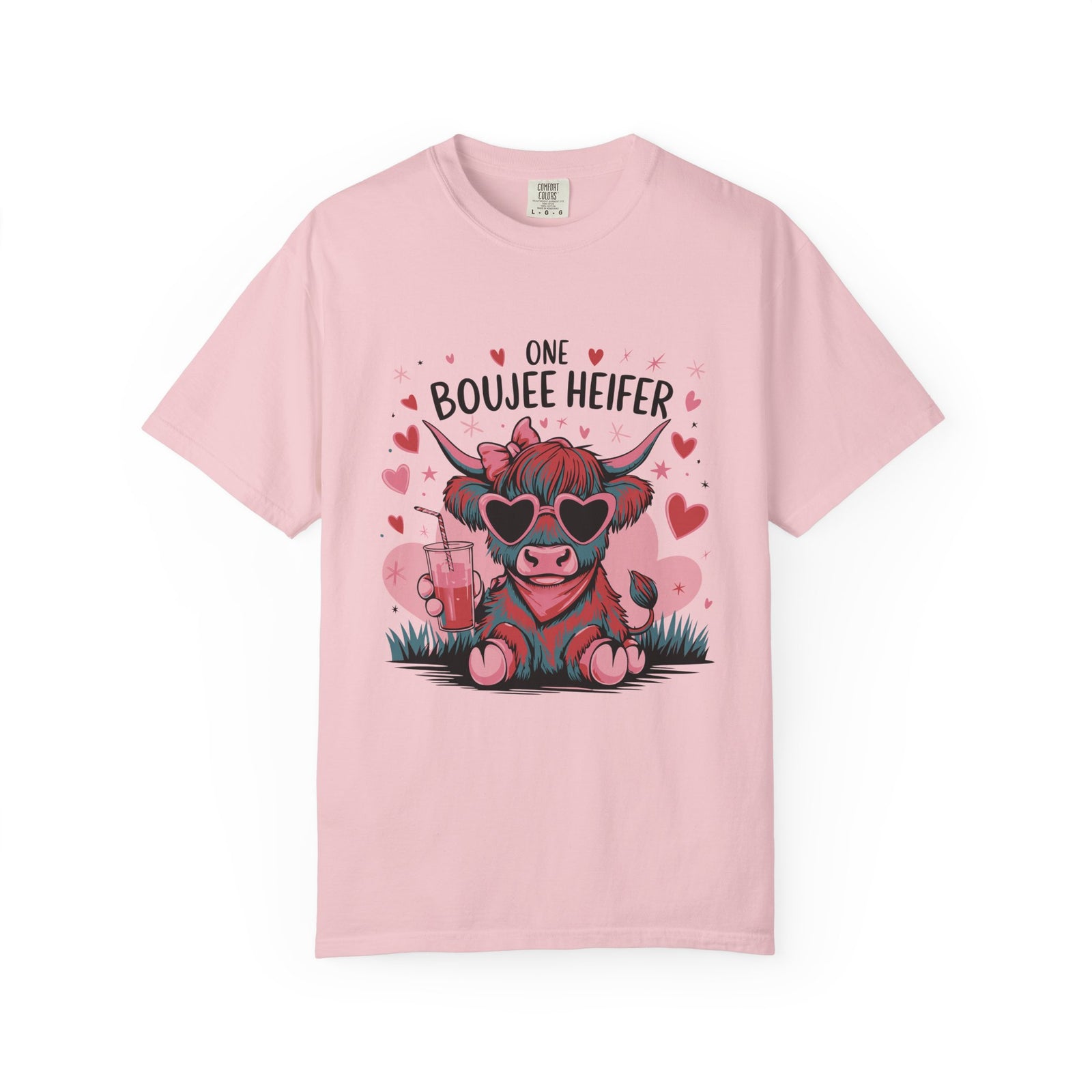One Boujee Heifer Cute Cow Valentine's Day Graphic T-Shirt Short Sleeve Tee - Sydney So Sweet