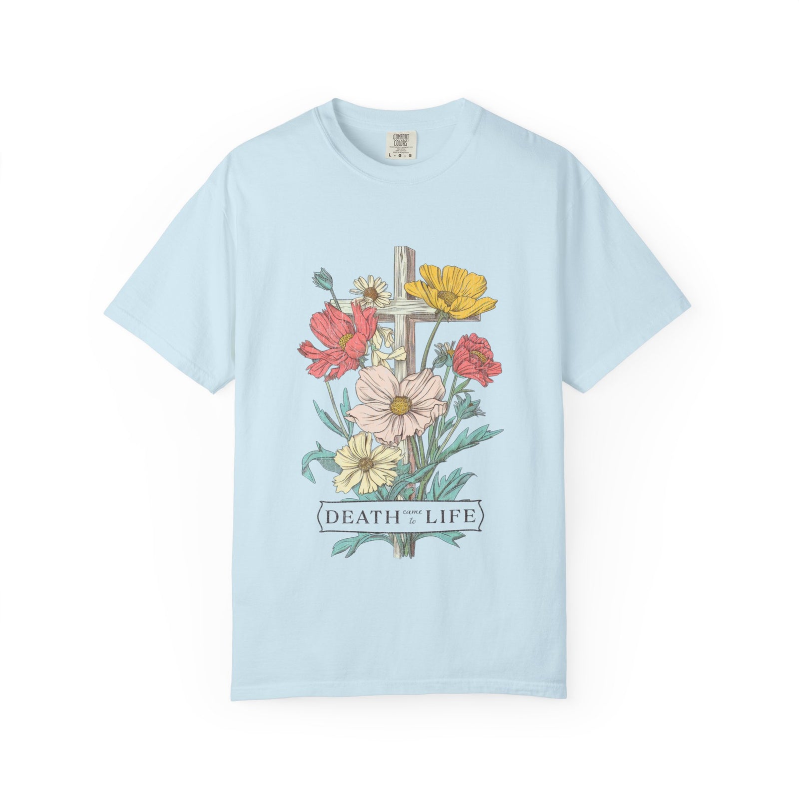 Death Has Come to Life Floral Cross Easter Unisex Tee Christian Distressed T-Shirt