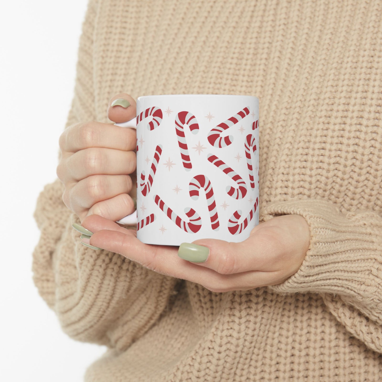 Candy Cane Cute Ceramic Drink Mug Coffee Cup (11oz & 15oz)