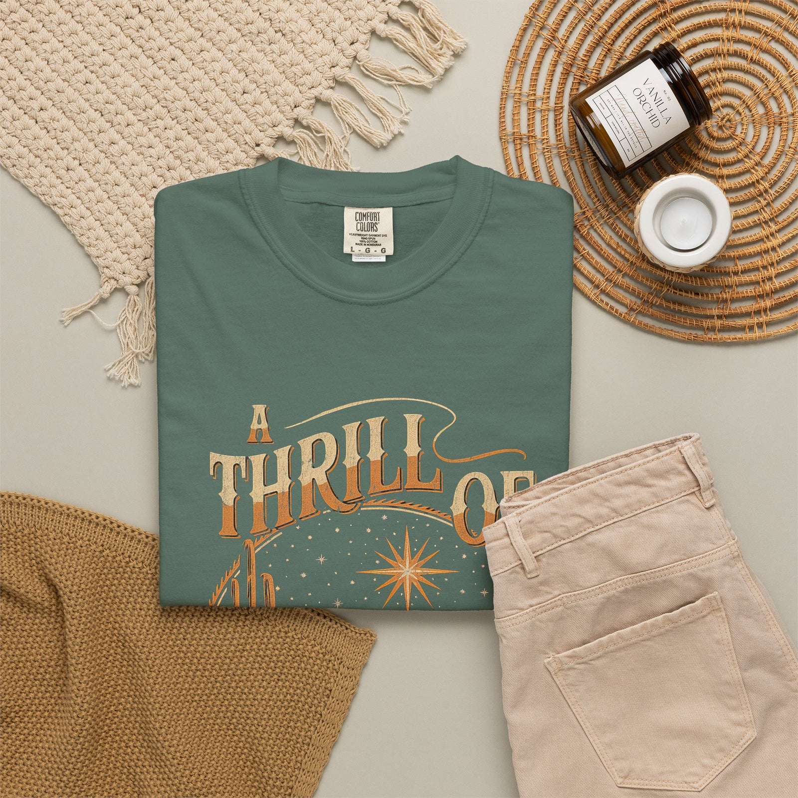 A Thrill of Hope Christmas Eve Distressed T-Shirt Christian Graphic Tee