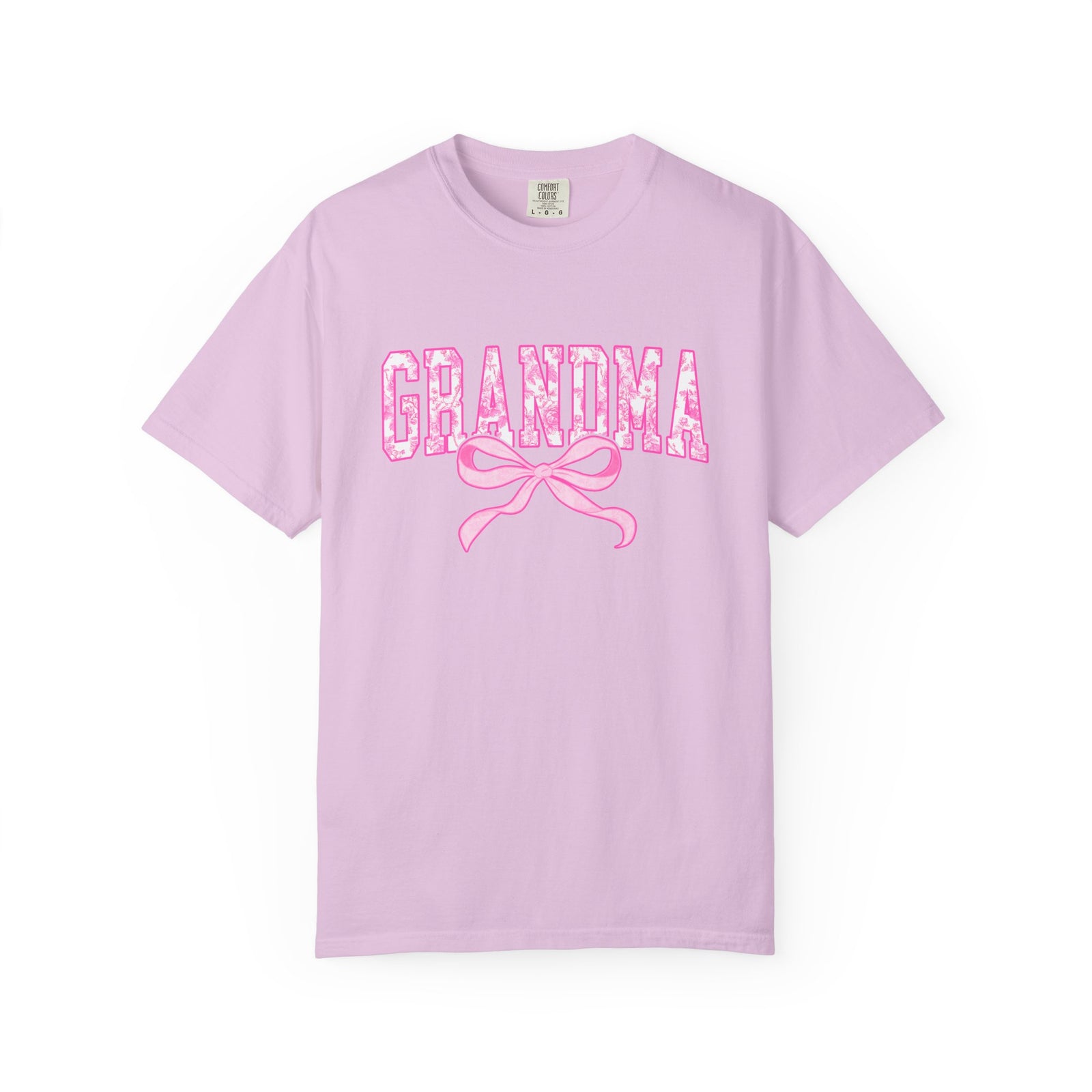 Grandma Coquette Pink Toile Bow T-Shirt Cute Grandmother Graphic Tee