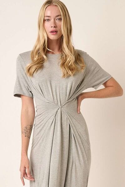 Mittoshop Side Slit Round Neck Short Sleeve Dress - Sydney So Sweet