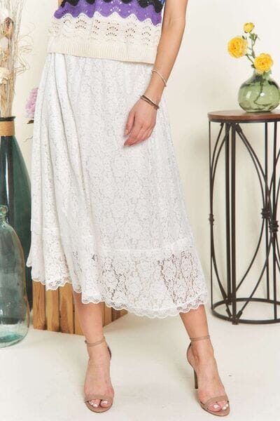 ADORA Elastic Waist Lace Midi Skirt - Sydney So Sweet