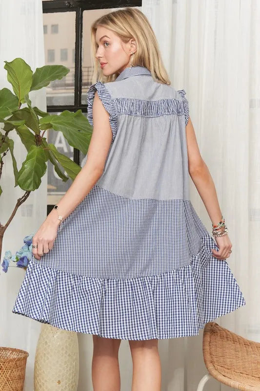 ADORA Button Down Textured Babydoll Dress - Sydney So Sweet