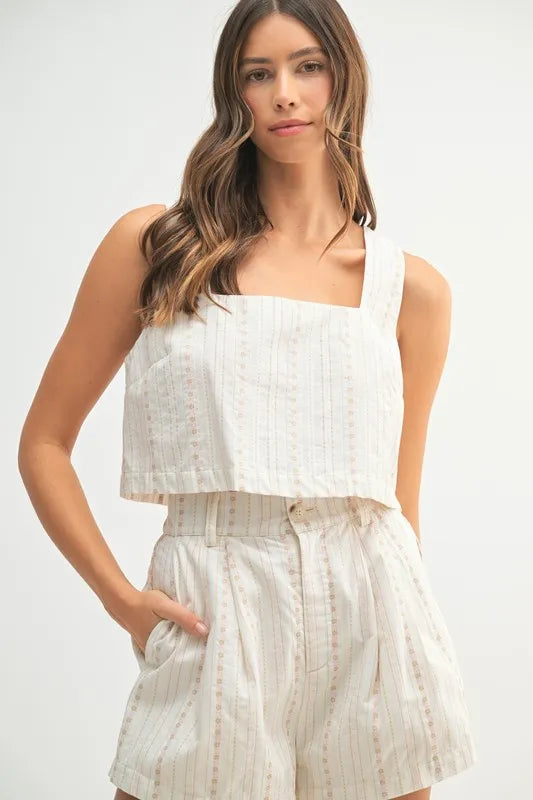 MABLE Square Neck Crop Top and Shorts Set - Sydney So Sweet