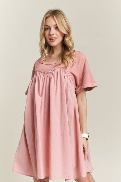ADORA Round Neck Half Sleeve Babydoll Dress - Sydney So Sweet