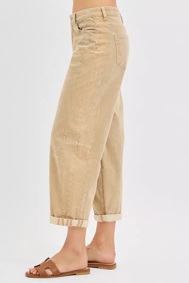 RISEN High Rise Crop Barrel Cordurory Pants - Sydney So Sweet