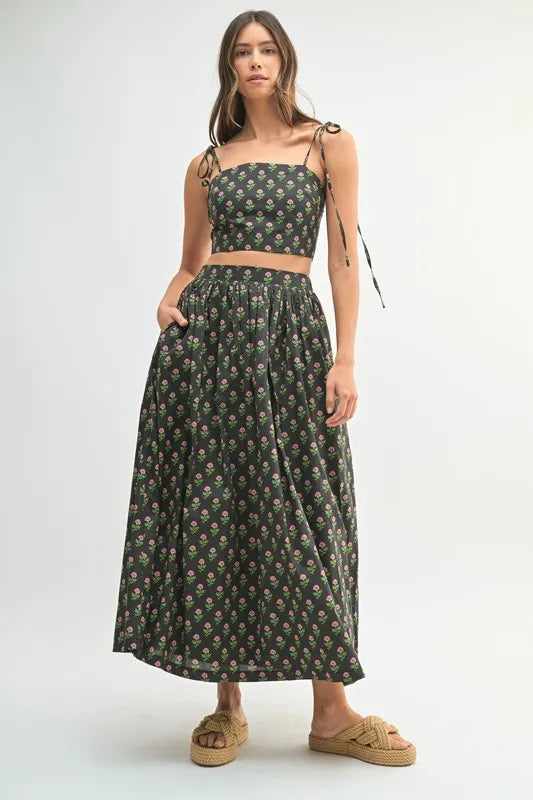 MABLE Floral Crop Top and Skirt Set - Sydney So Sweet