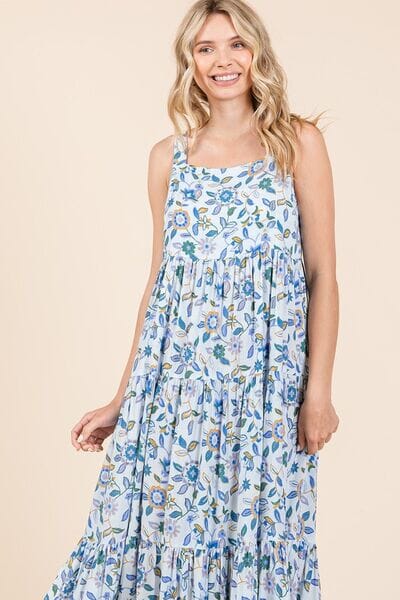 Mittoshop Flower Print Tiered Sleeveless Empire Maxi Dress - Sydney So Sweet