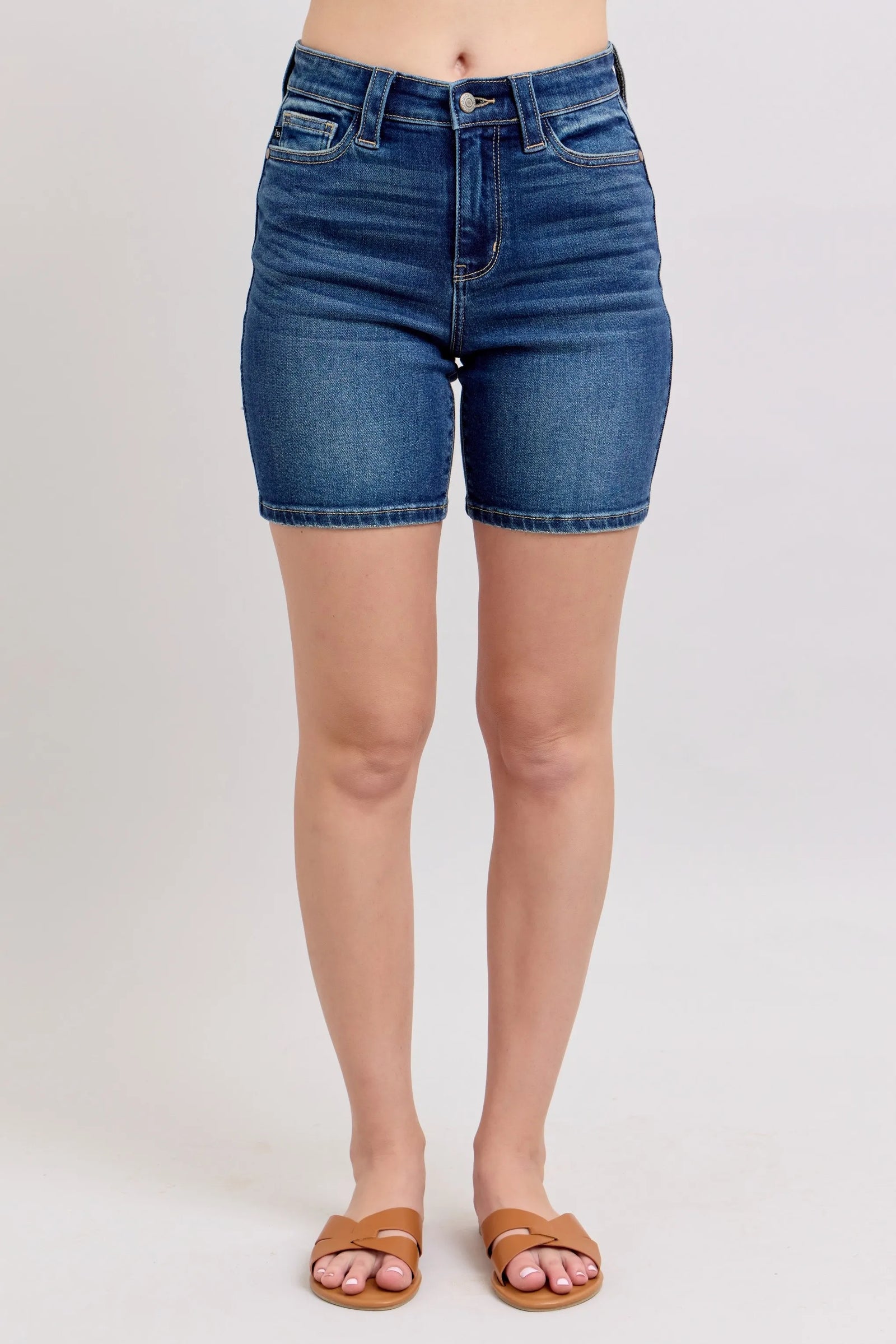 Judy Blue Full Size High Waist Bermudas Jeans W/ Back Flap Pockets Plus Size - Sydney So Sweet