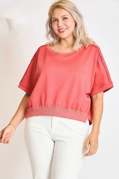 Umgee Full Size Lightweight Cropped Sweatshirt Plus Size - Sydney So Sweet